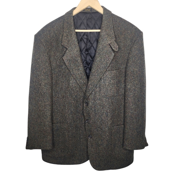 Vintage LL Bean USA Quilted Thinsulate Wool Tweed Sportcoat Jacket Blazer Size L - Picture 1 of 9